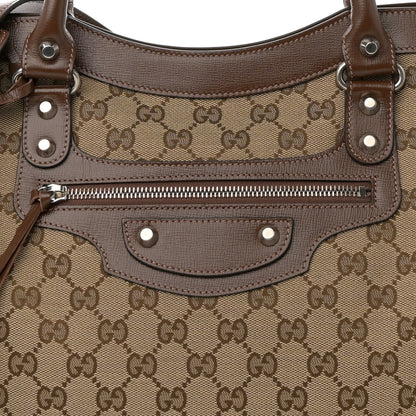 Balenciaga X GUCCI GG Monogram Azalea Calfskin Neo Classic Silver Hardware Medium City Beige Ebony Brown Sugar 9 of 12