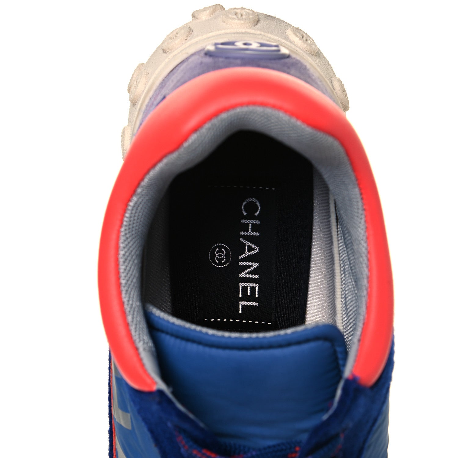 Chanel Wool Nylon Lambskin Suede Calfskin Womens Logo Sneakers 39 Blue Coral 7 of 9