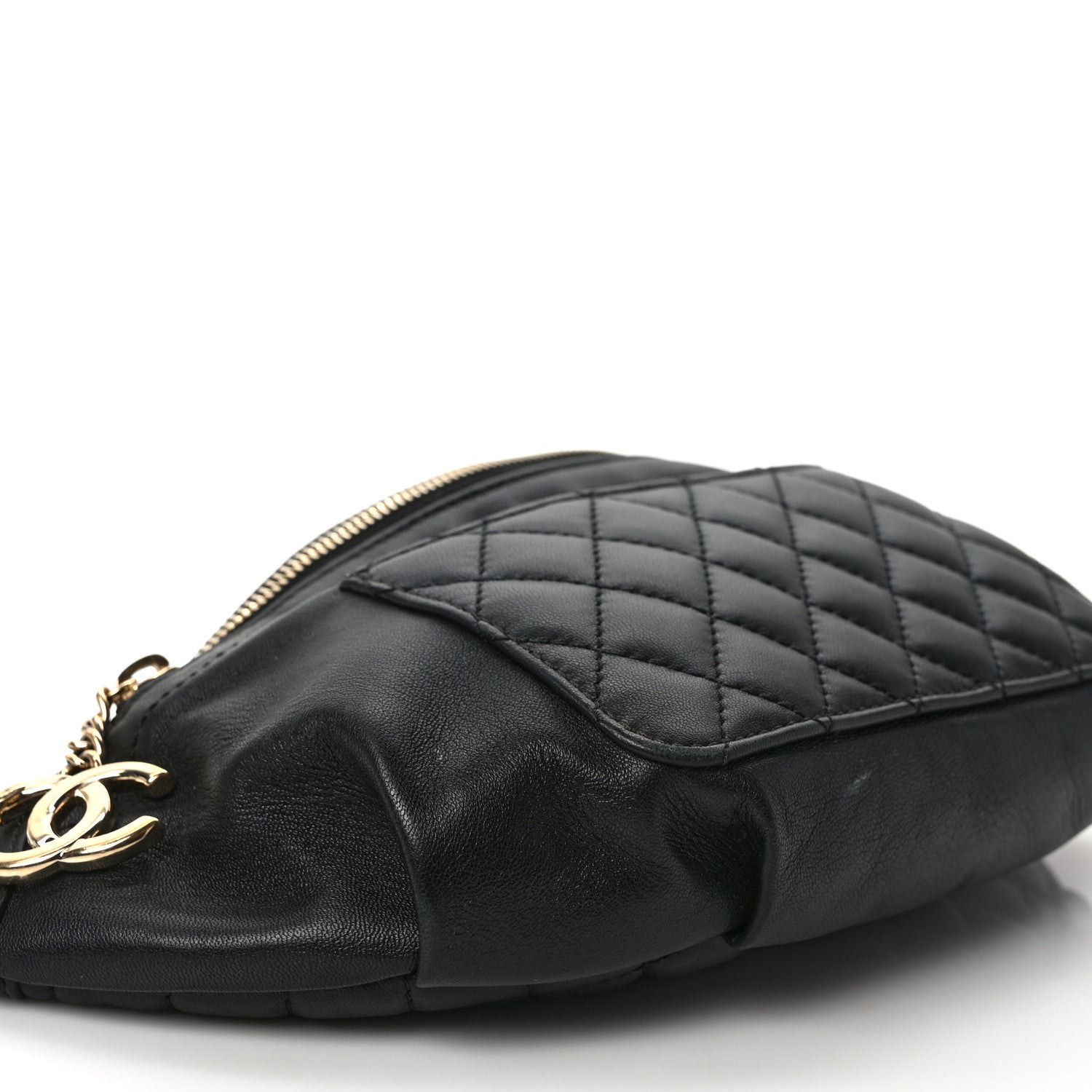 Chanel Lambskin Quilted Waist Bag Fanny Pack Black 7 of 10