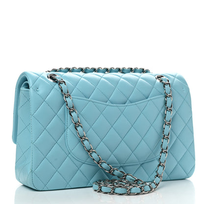 Chanel Lambskin Quilted Medium Double Flap Neon Blue 2 of 11