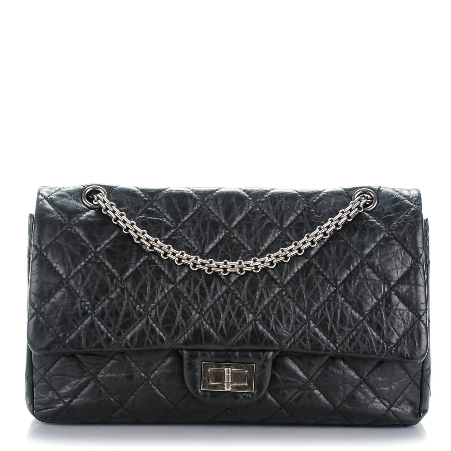 Aged Calfskin Quilted 2.55 Reissue 227 Flap Black