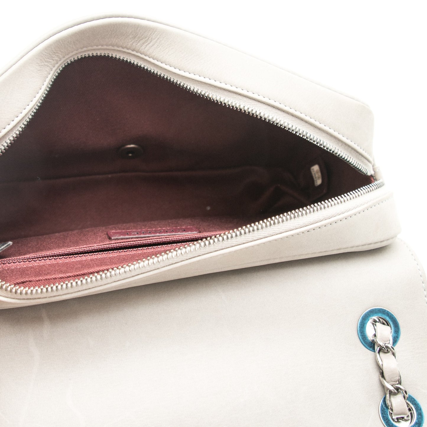 Glazed Calfskin Quilted Medium Day Trip Flap Grey