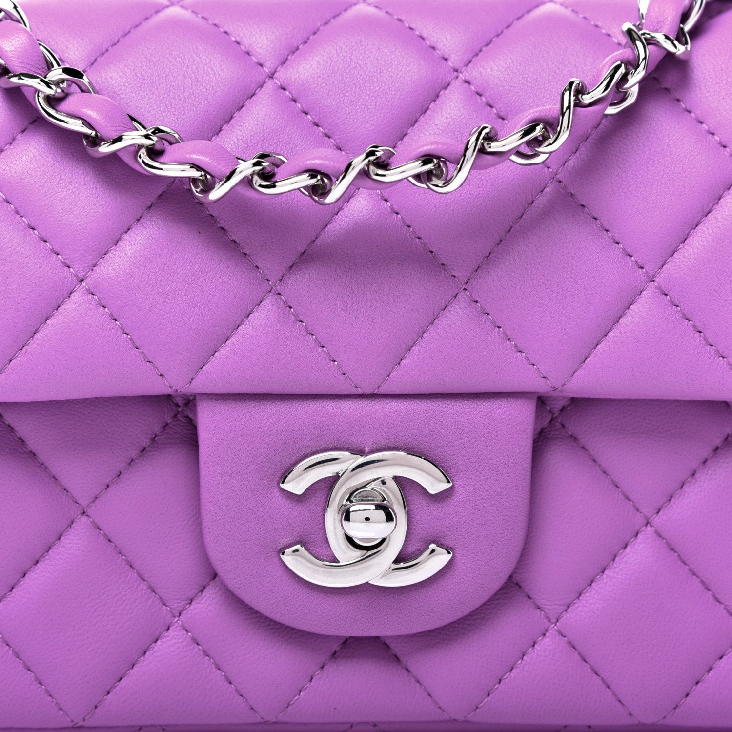 Chanel Lambskin Quilted Mini Rectangular Flap Purple 10 of 11