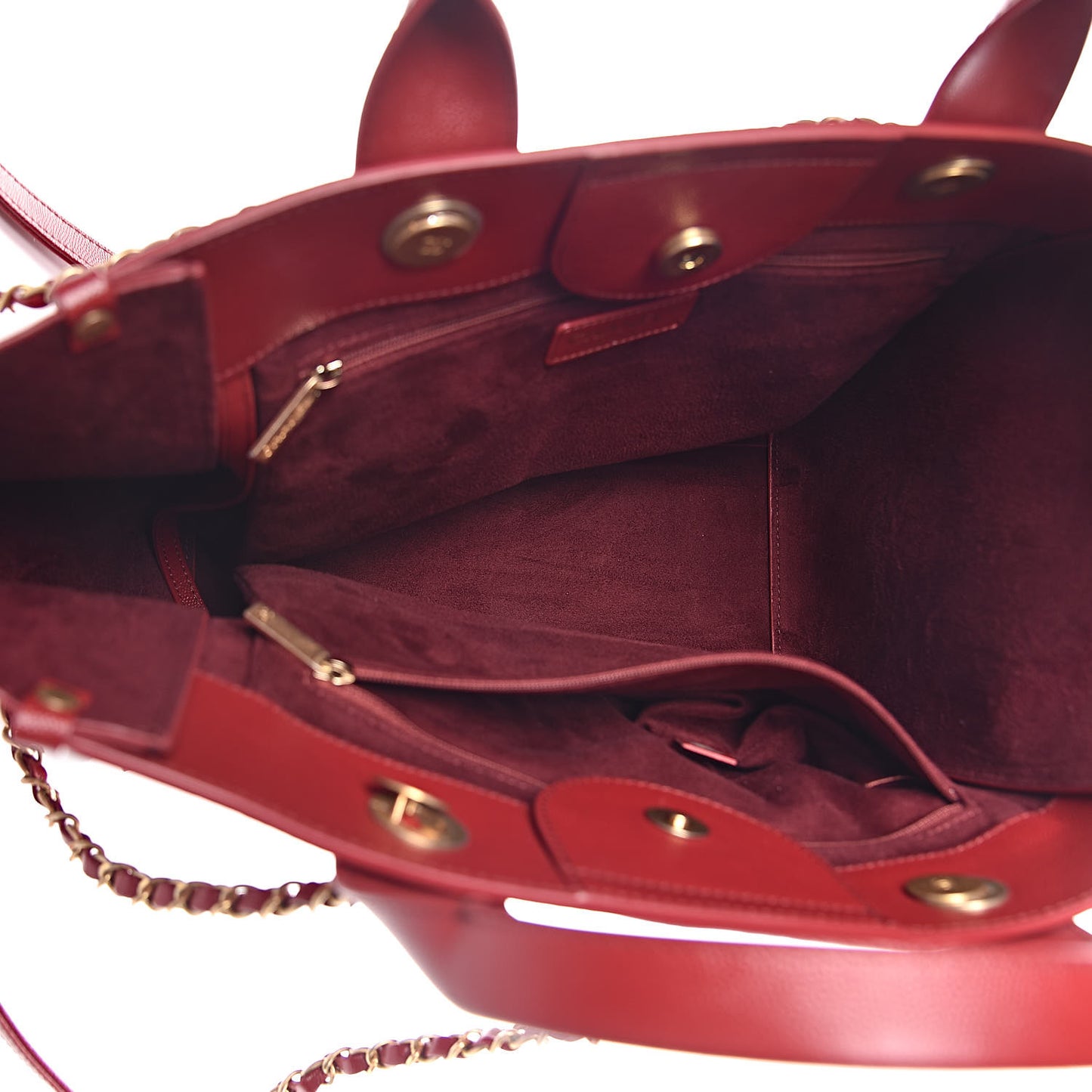 Caviar Small Studded Deauville Tote Red