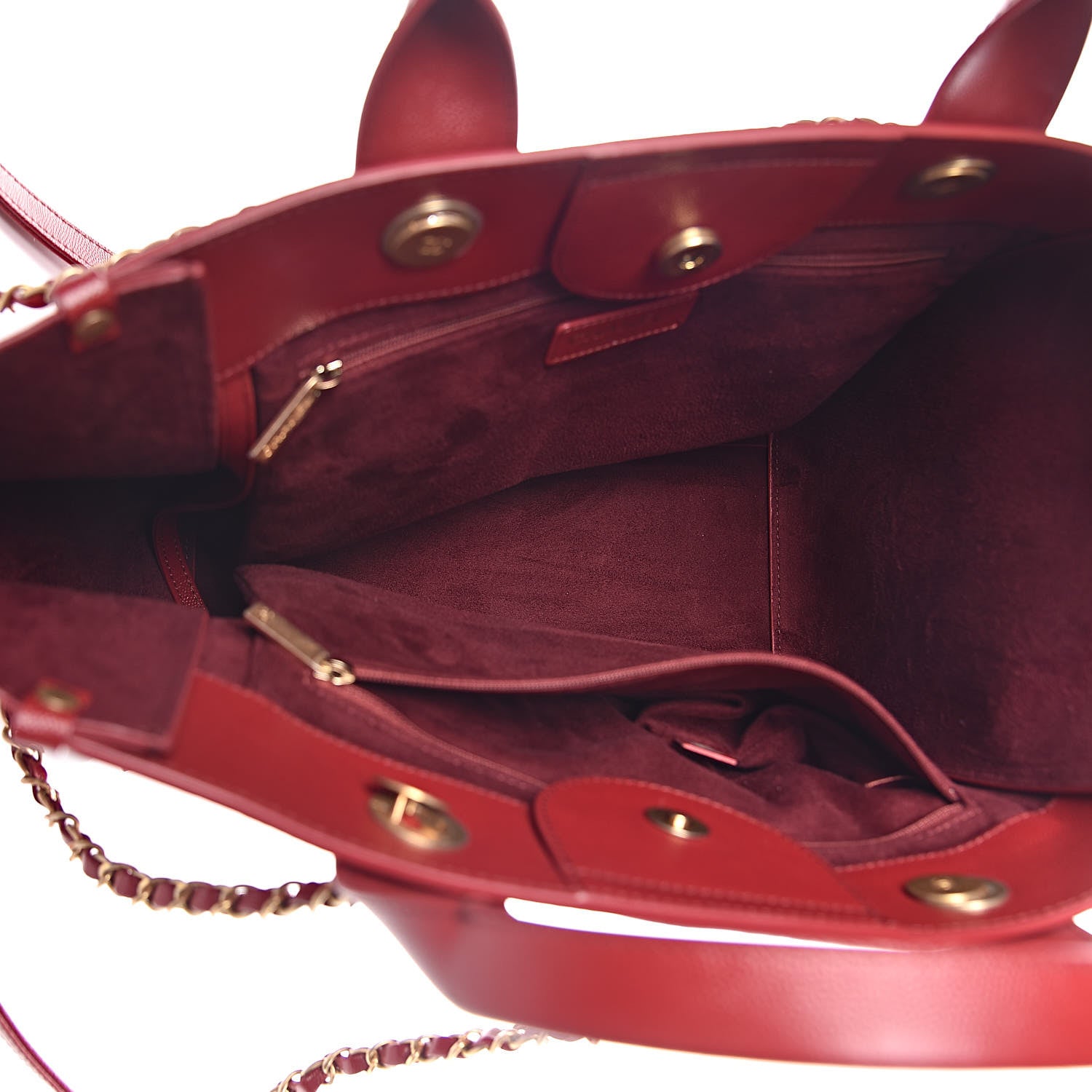 Chanel Caviar Small Studded Deauville Tote Red 5 of 9