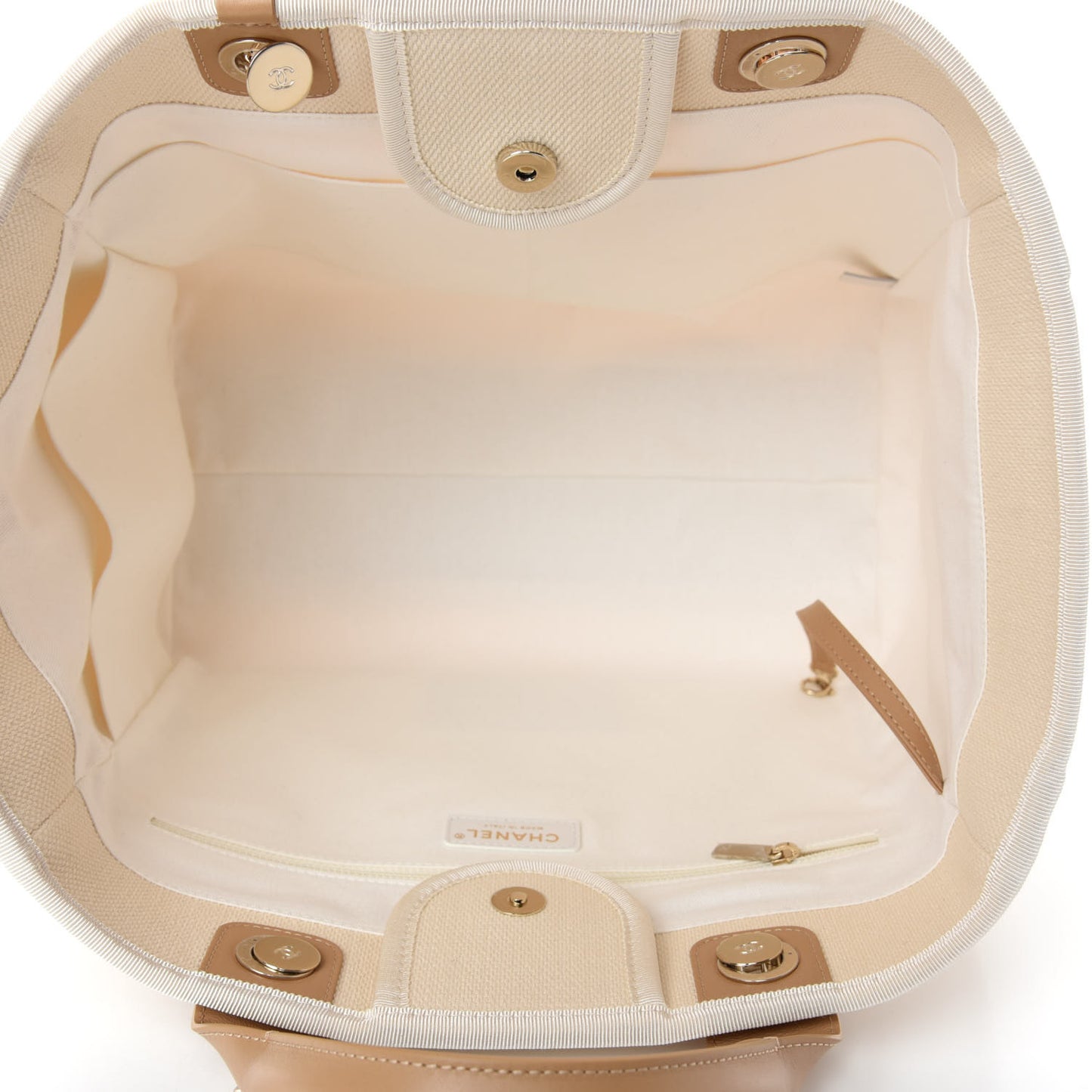 Canvas Pearl Medium Deauville Tote Ecru Beige