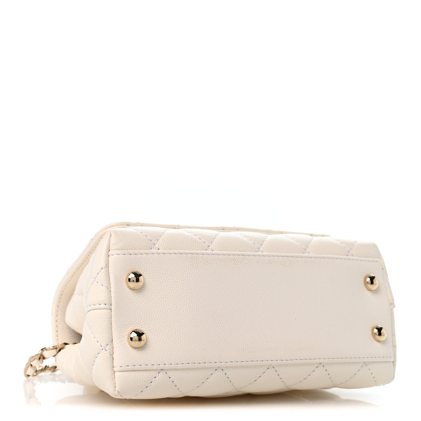 Caviar Quilted Extra Mini Coco Handle Flap White
