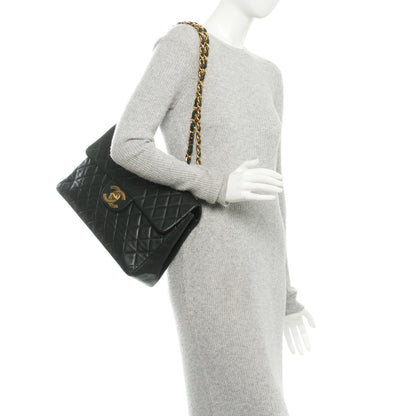 Chanel Lambskin Quilted XL Jumbo Single Flap Black 2 of 9