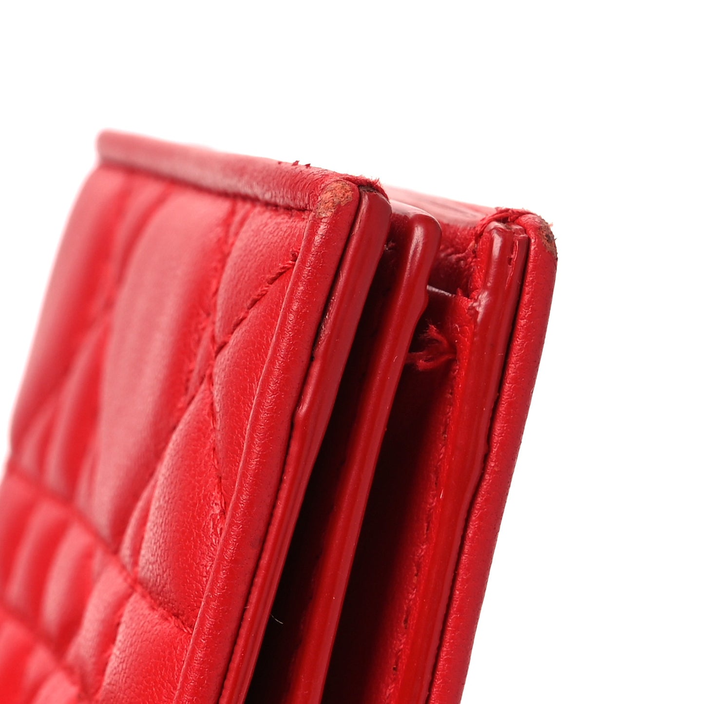 Lambskin Cannage Mini Lady Dior Wallet Red