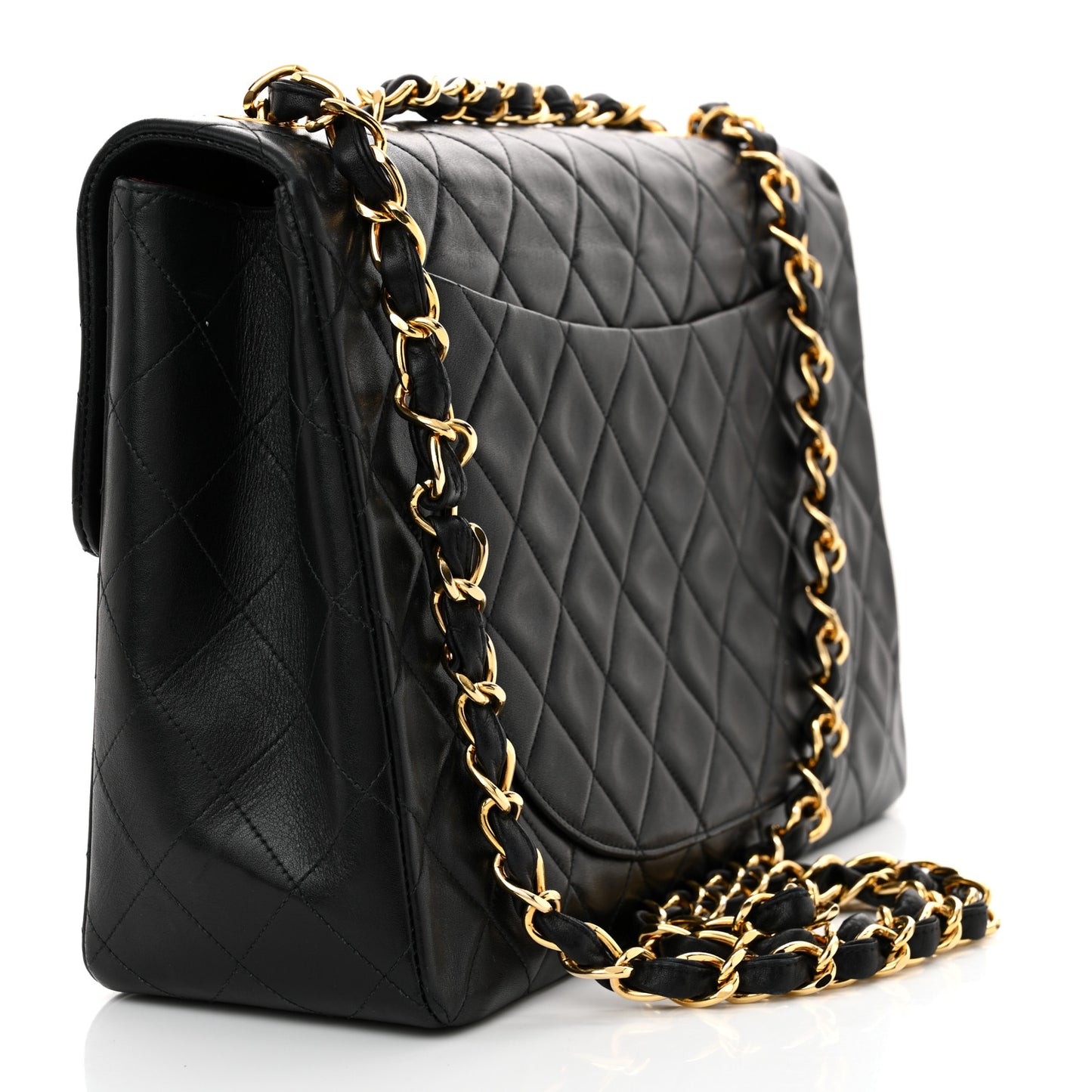 Lambskin Quilted XL Jumbo Single Flap Black