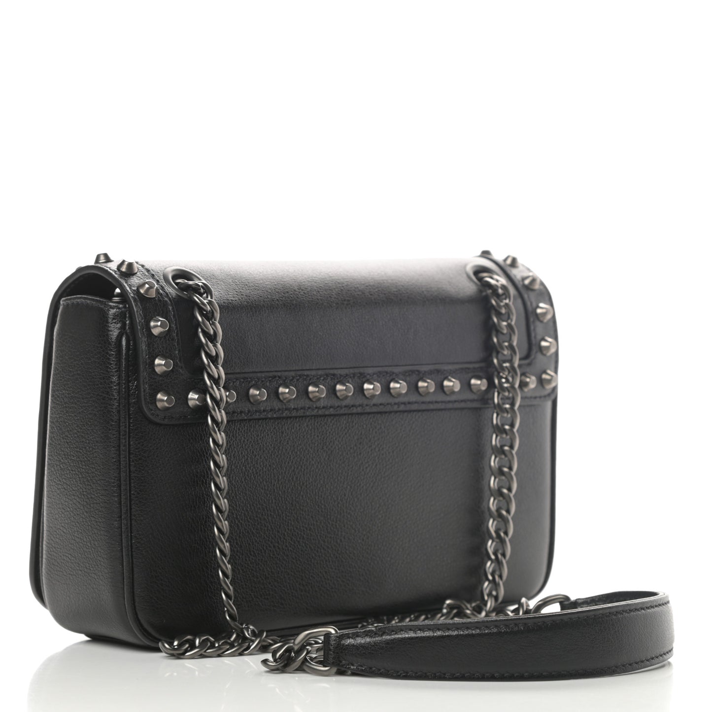 Glace Calfskin Studded Crossbody Black
