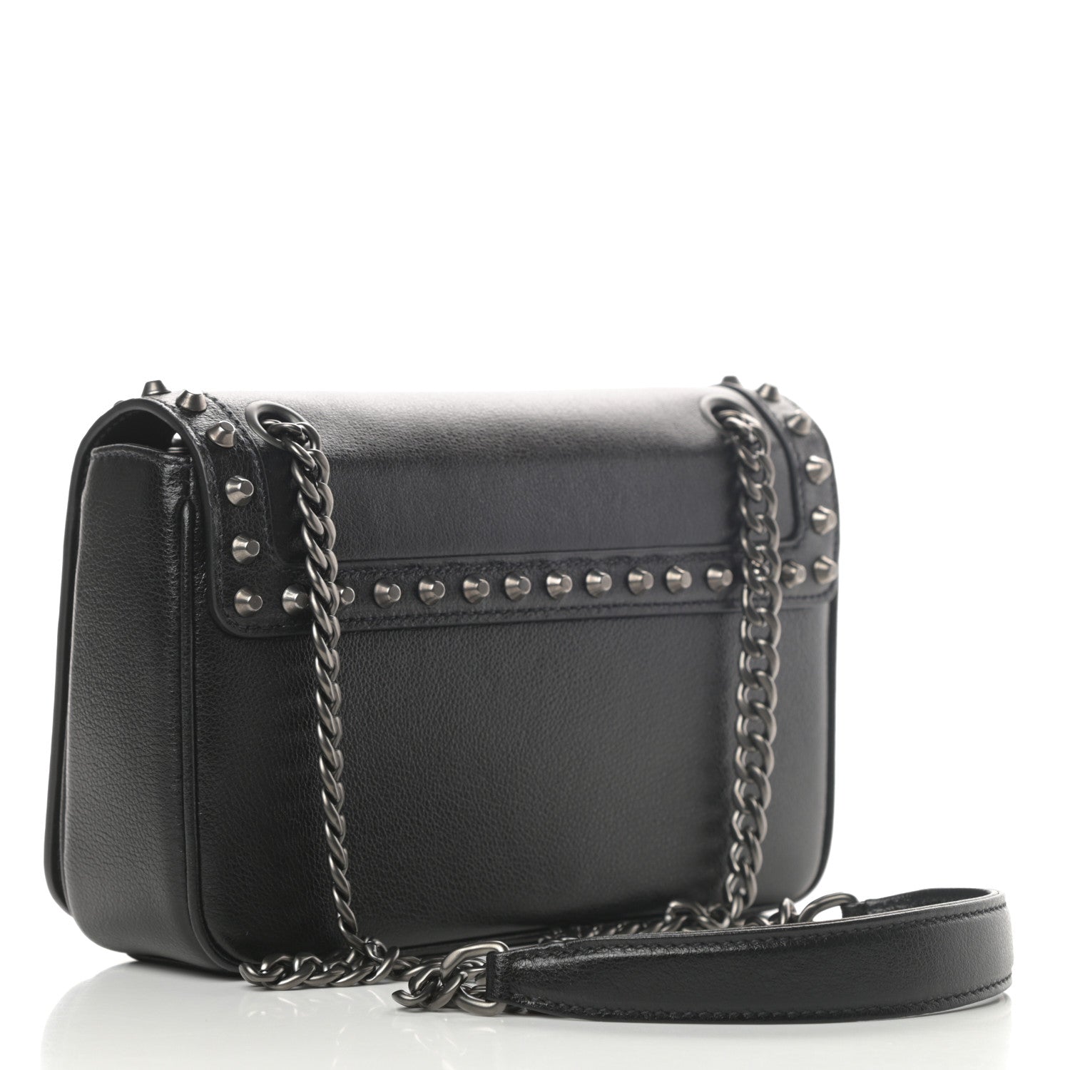 Prada Glace Calfskin Studded Crossbody Black 3 of 12
