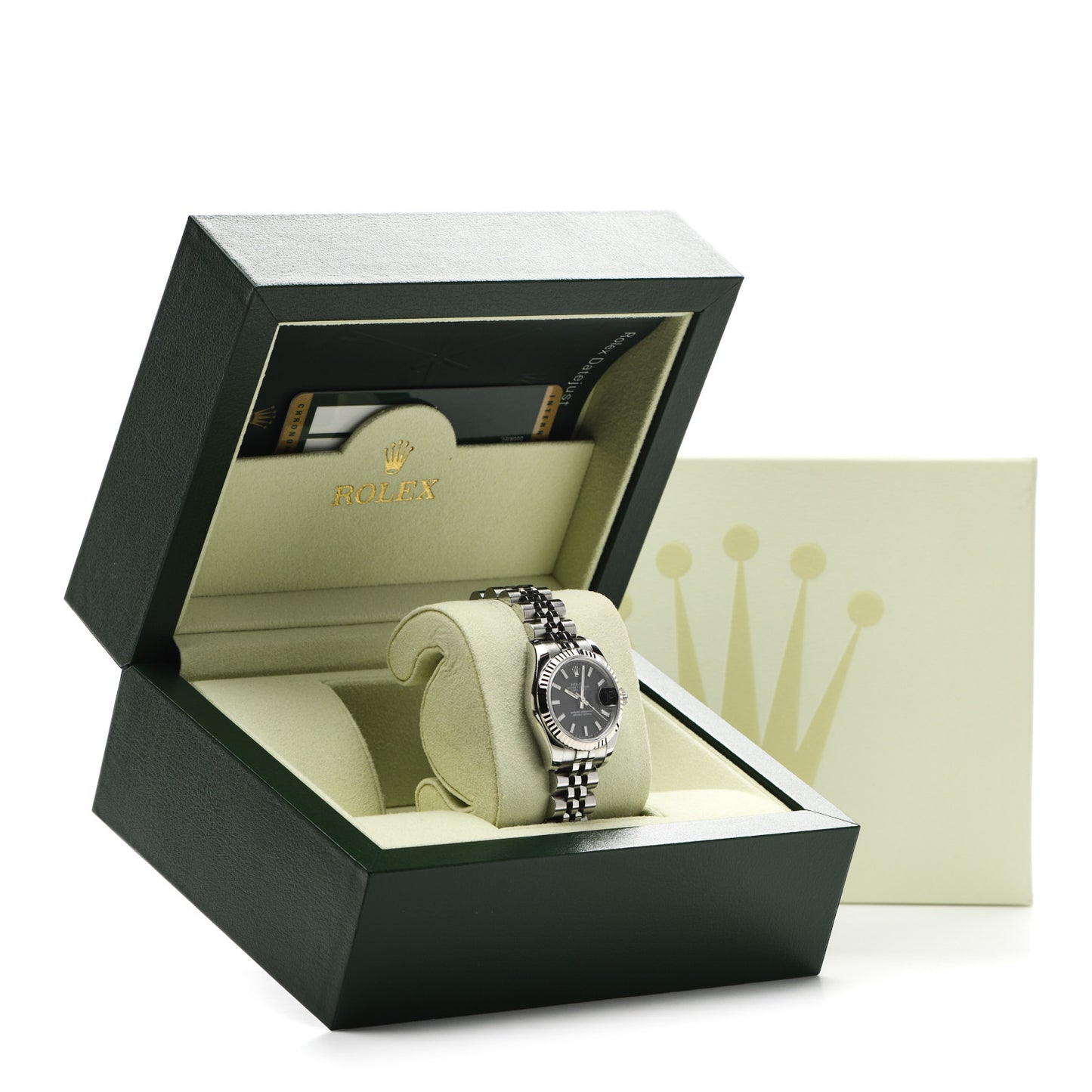 Stainless Steel 18K White Gold 26mm Oyster Perpetual Datejust Watch Black 179174