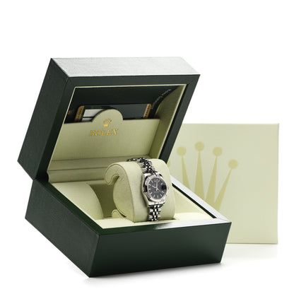 Rolex Stainless Steel 18K White Gold 26mm Oyster Perpetual Datejust Watch Black 179174 5 of 5