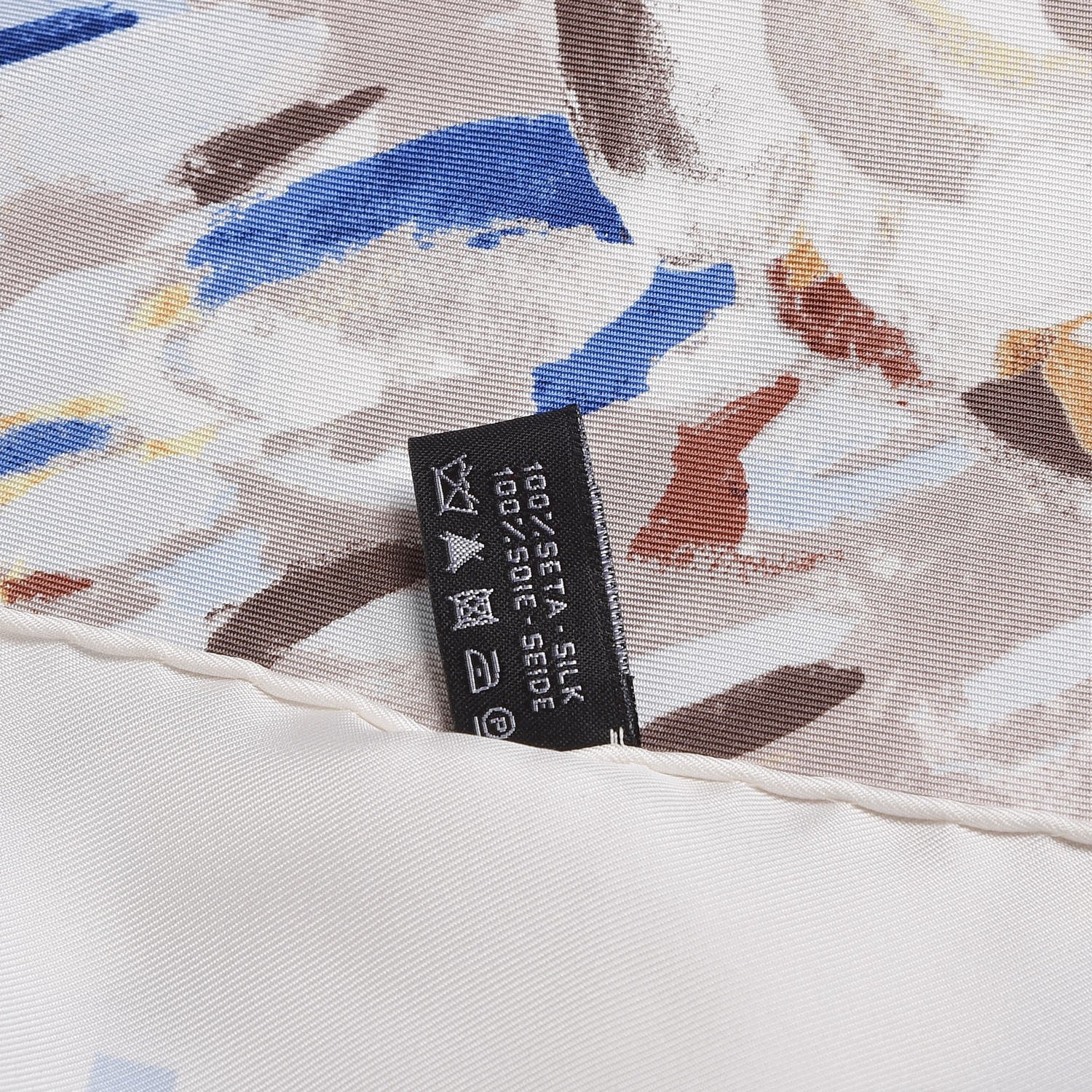 Chanel Silk Square Scarf Ivory Havana Beige 5 of 5