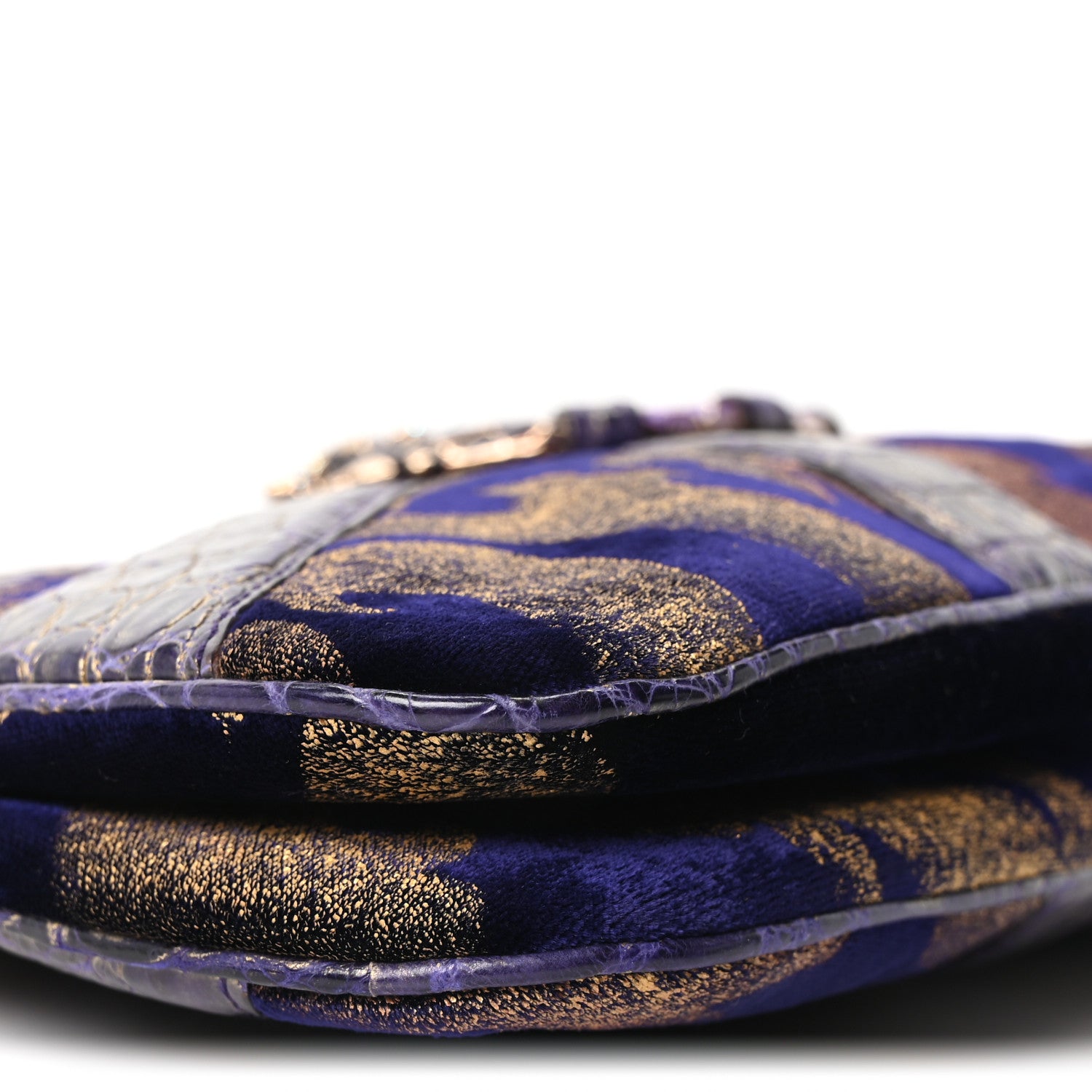 Gucci Velvet Alligator Tom Ford Jeweled Dragon Shoulder Bag Purple Gold 9 of 10