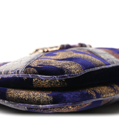 Gucci Velvet Alligator Tom Ford Jeweled Dragon Shoulder Bag Purple Gold 9 of 10