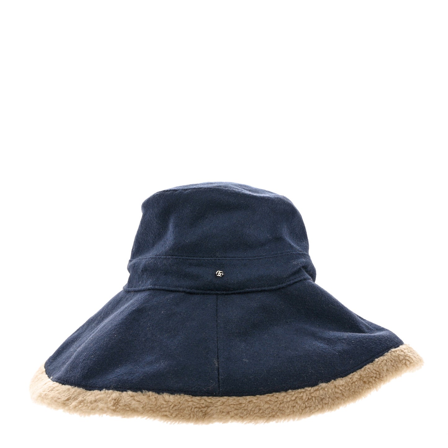 GUCC Wool Shearling Hat S Blue Beige