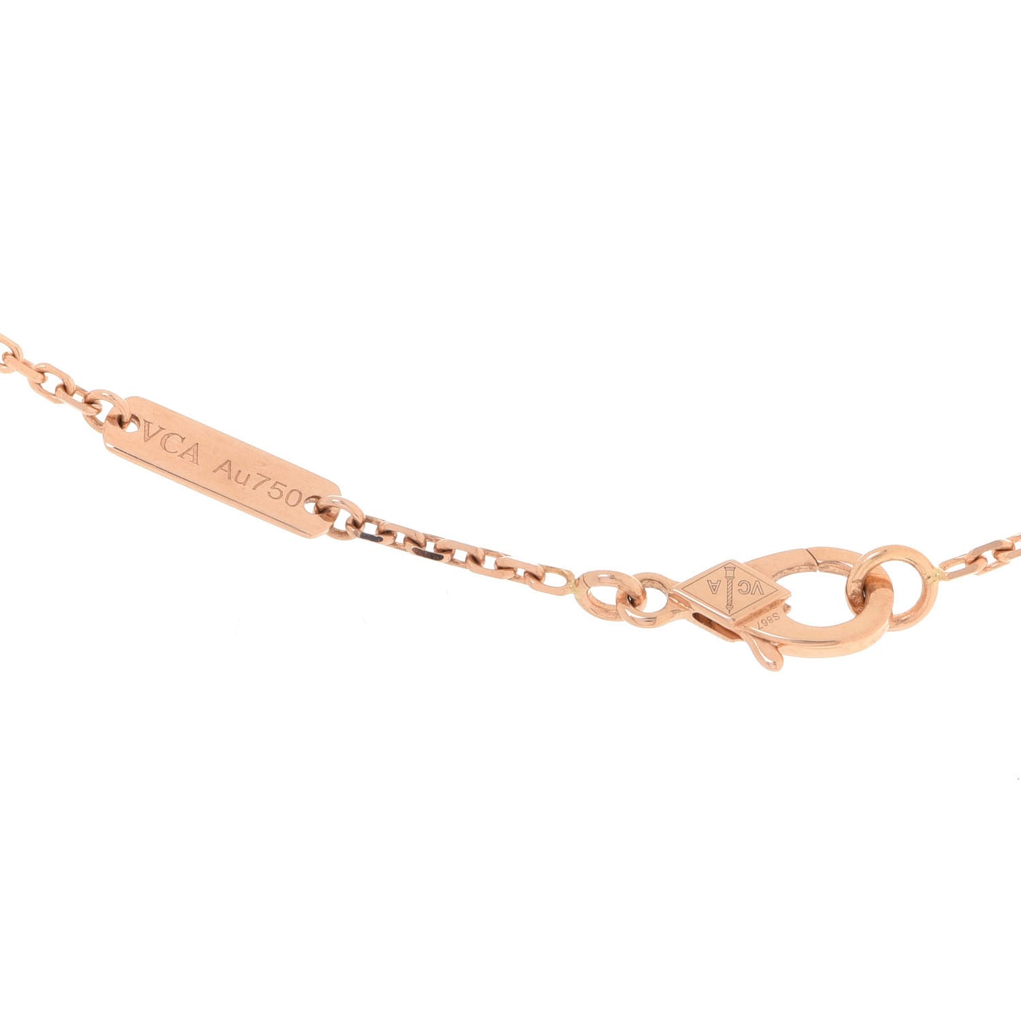 18K Rose Gold Gray Mother of Pearl Vintage Alhambra Pendant Necklace