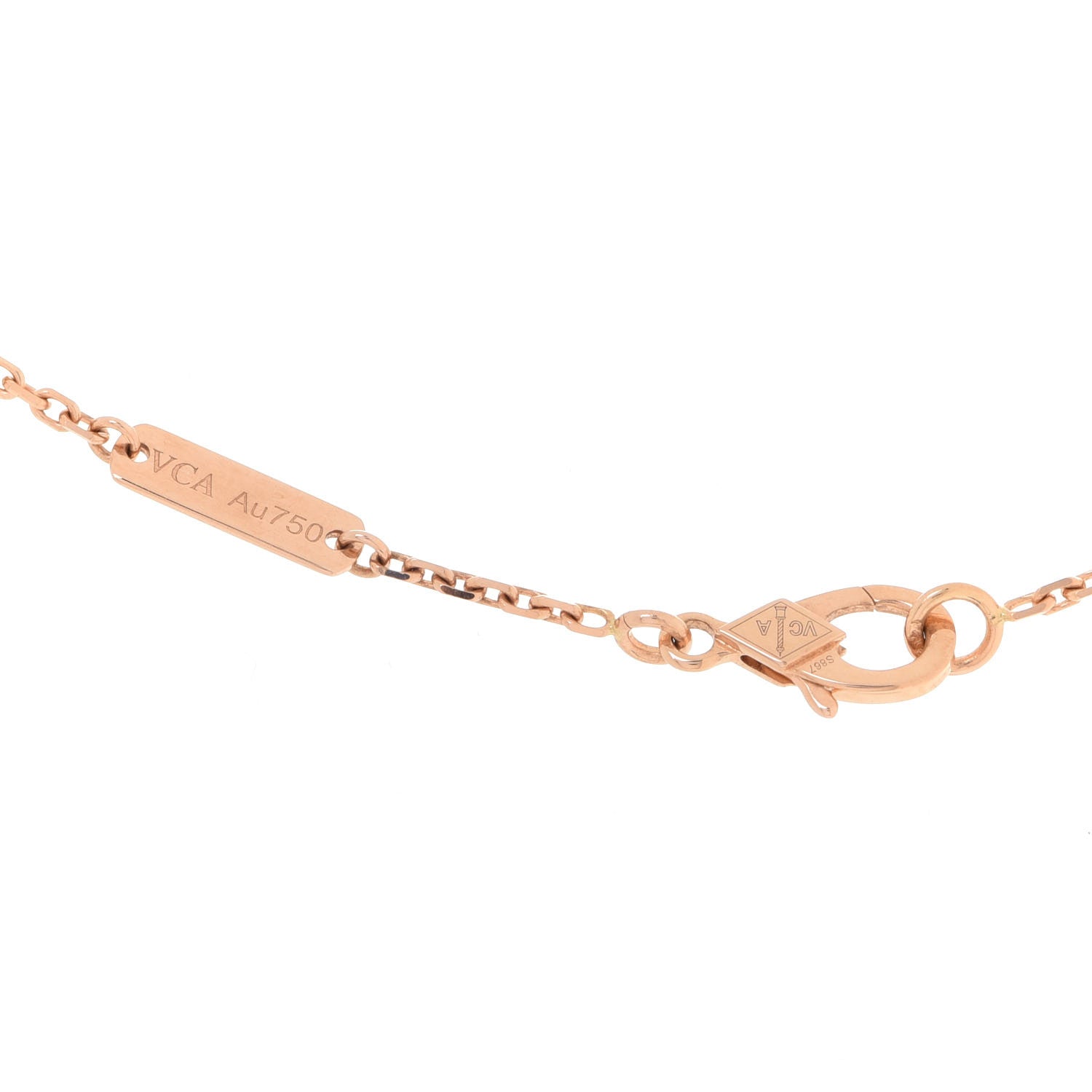 Van Cleef & Arpels 18K Rose Gold Gray Mother of Pearl Vintage Alhambra Pendant Necklace 5 of 6
