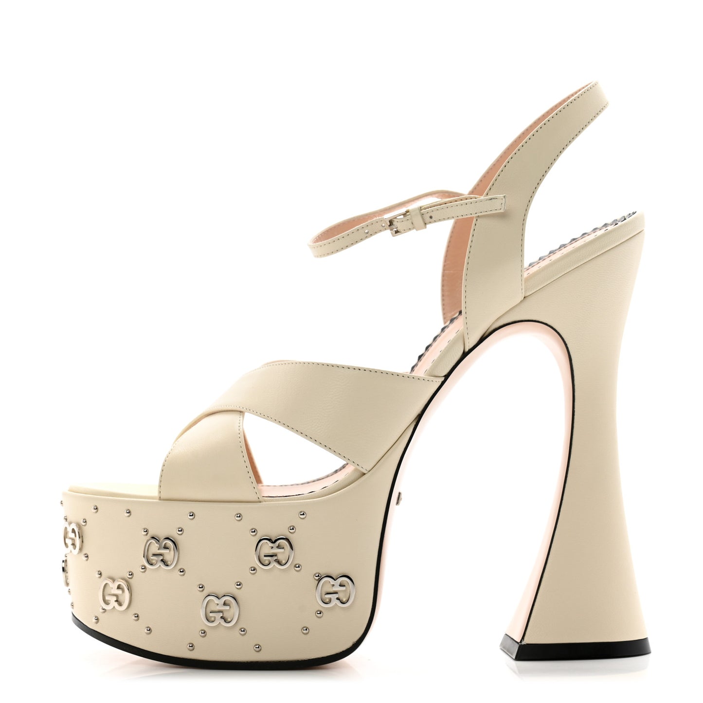 Malaga Kid Interlocking G Studs 155mm Platform Sandals 40 Mystic White