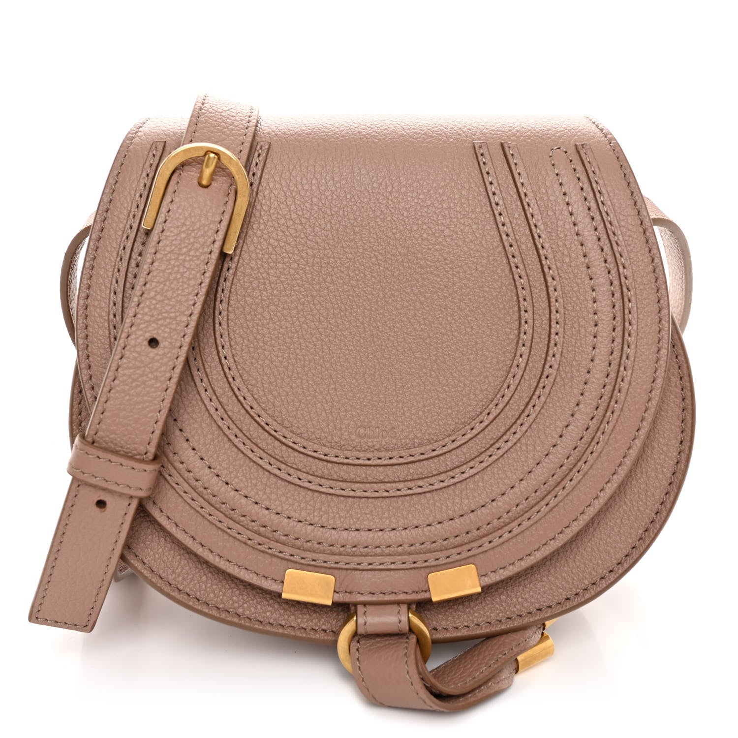 Chloe Grained Calfskin Small Marcie Saddle Bag Wood Rose 1 of 9