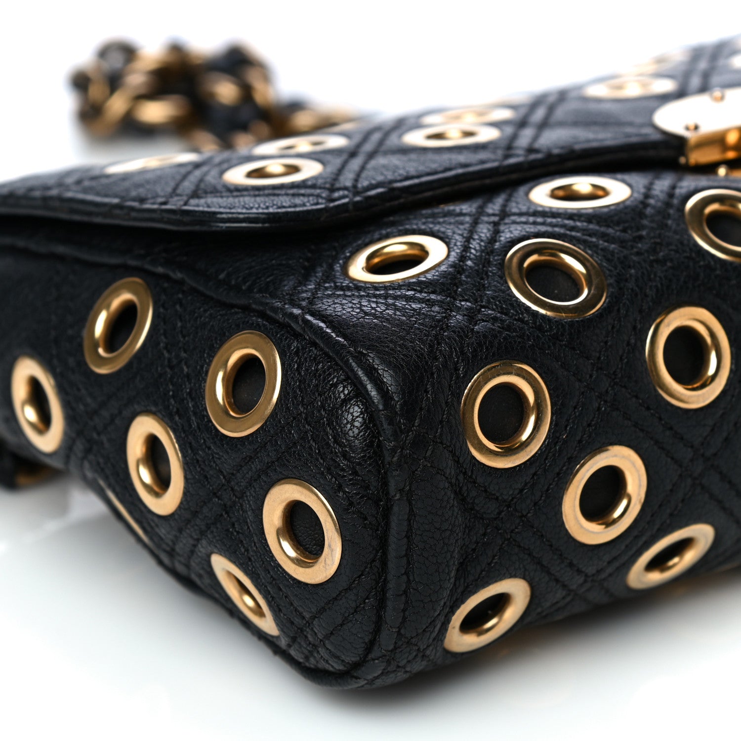 Marc Jacobs Goatskin Quilted Grommet Gotham Eyelet Shoulder Bag Black 9 of 12