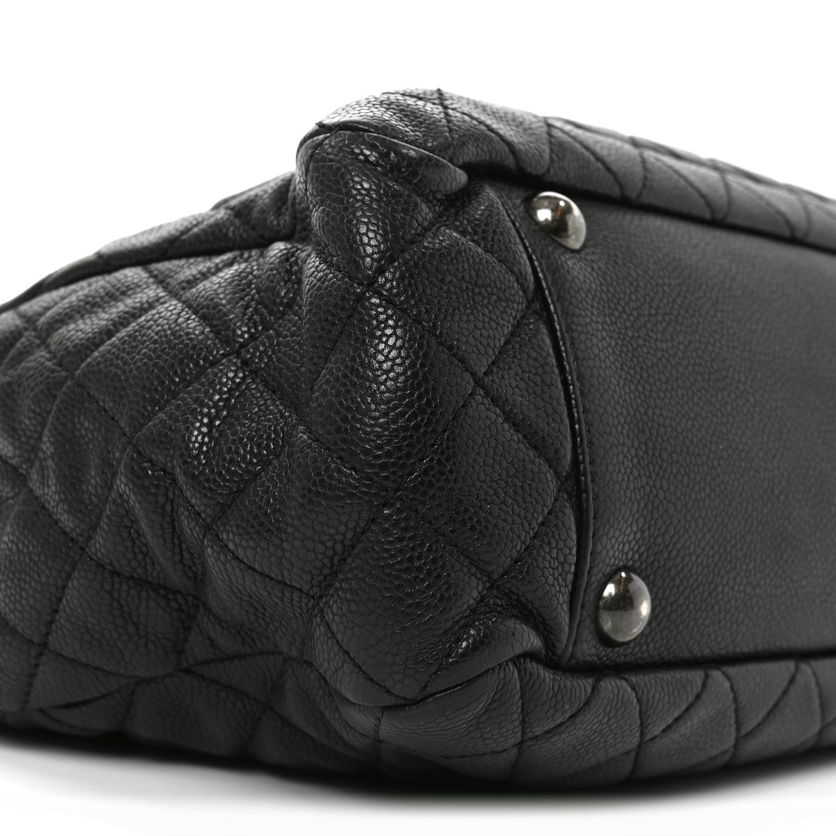 Caviar Quilted Small Shopping Tote Black
