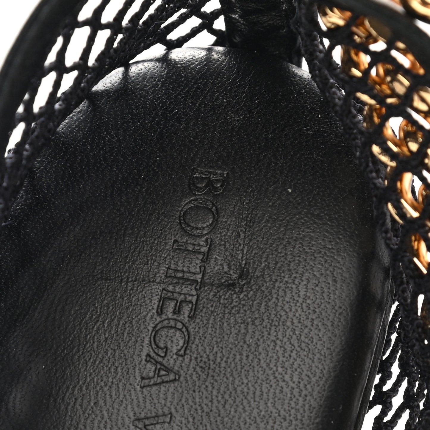 Mesh Nappa Chunky Chain Sandals 39 Black