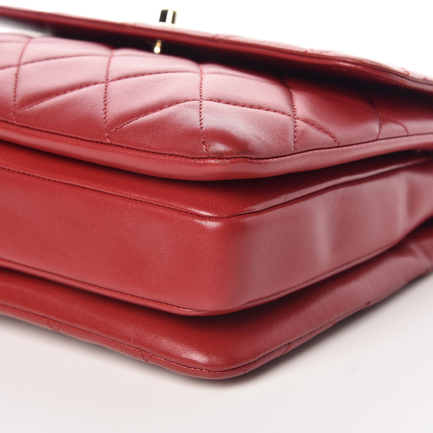 Lambskin Quilted Small Trendy CC Dual Handle Bag Red