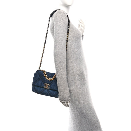 Chanel Denim Quilted Medium Chanel 19 Flap Blue Blue 2 of 10