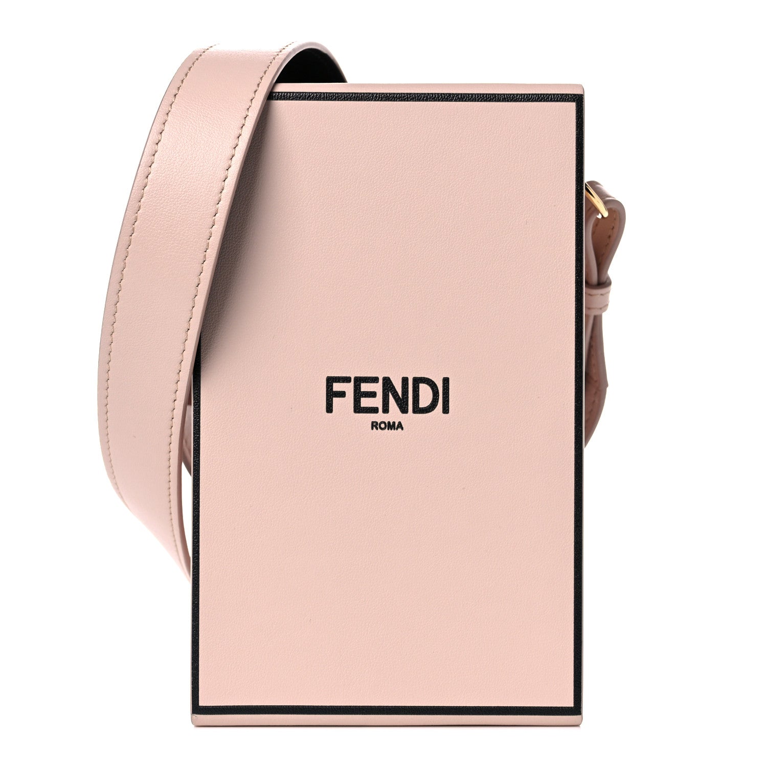Fendi Vitello Fluffy Logo Vertical Box Rosa Quarzo Black 1 of 11