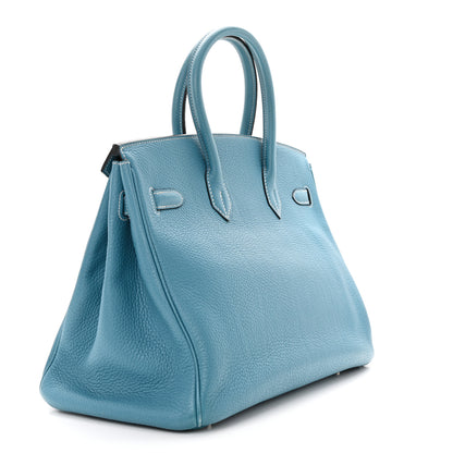 Hermes Taurillon Clemence BIRKIN 35 Blue Jean 3 of 20