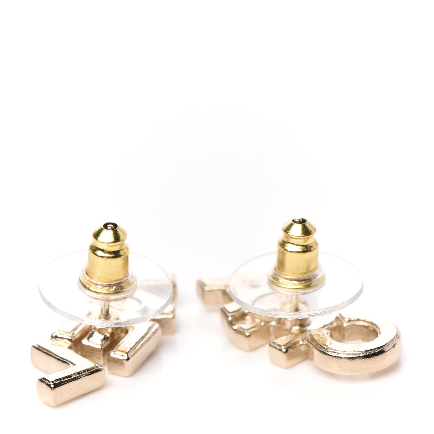 Chanel Crystal Pearl Signature Stud Earrings Gold 4 of 6