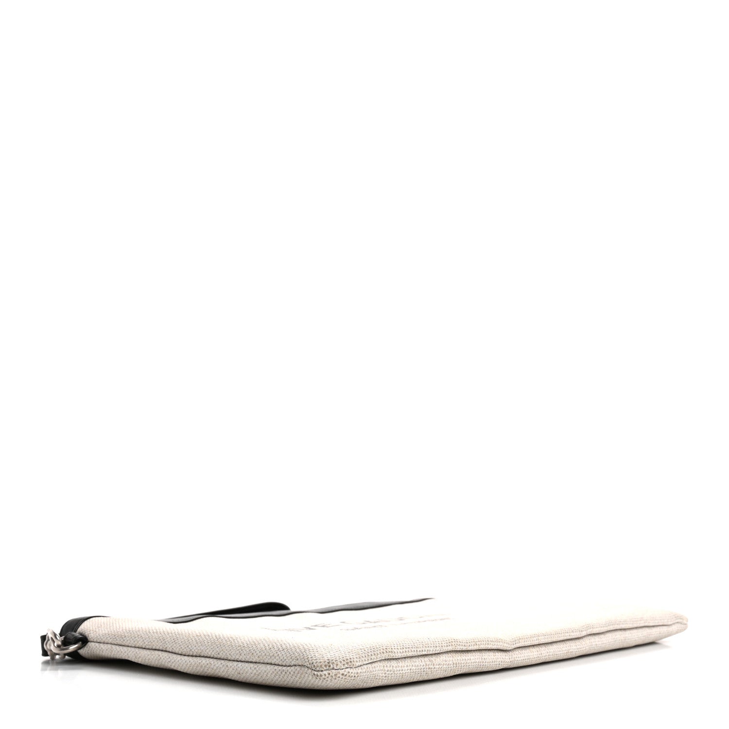 Saint Laurent Linen Canvas Rive Gauche Zipped Pouch Optic White 4 of 11