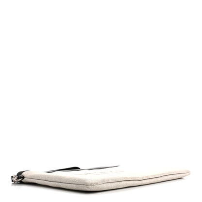 Saint Laurent Linen Canvas Rive Gauche Zipped Pouch Optic White 4 of 11