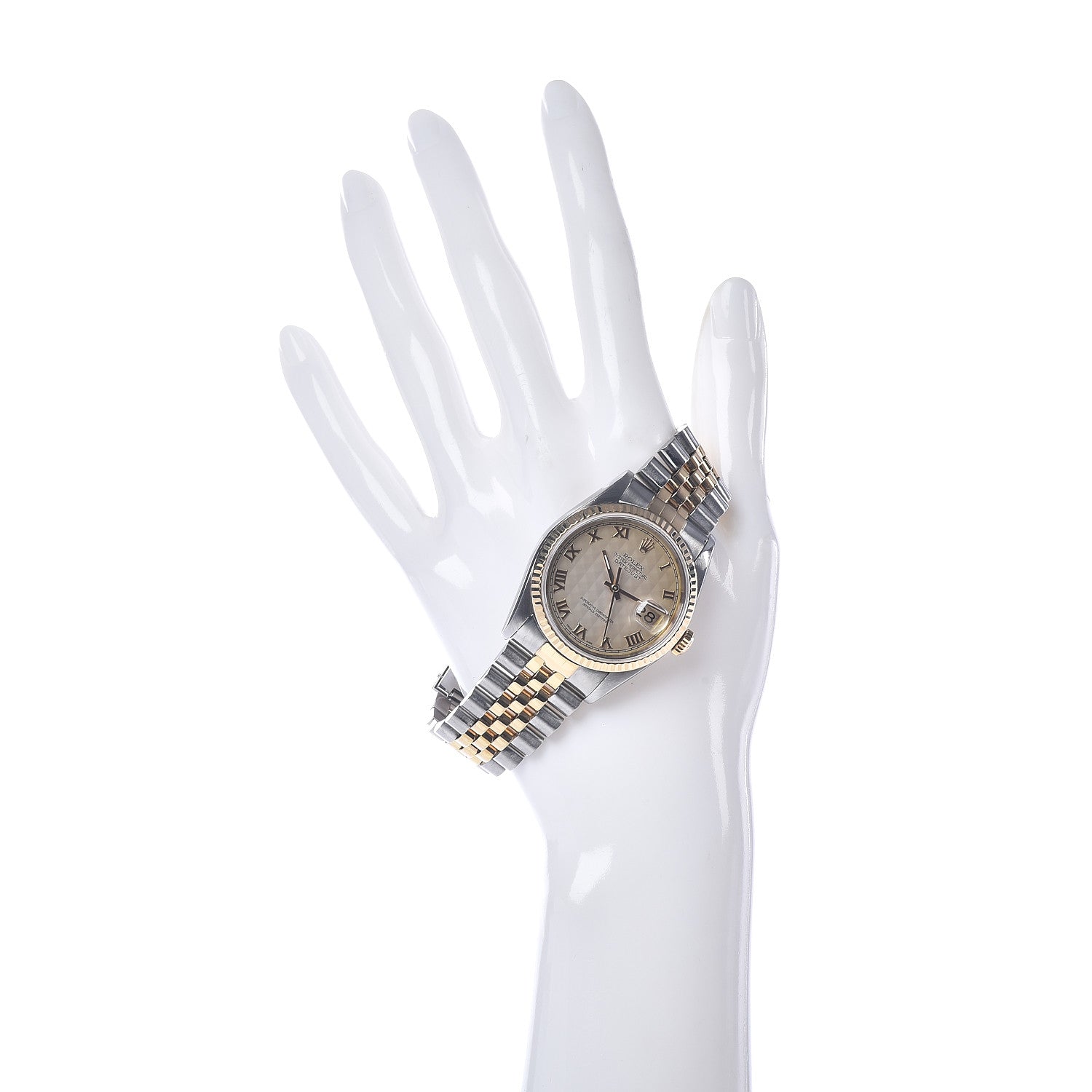 Rolex Stainless Steel 18K Yellow Gold 36mm Oyster Perpetual Datejust Watch Champagne Pyramid Roman 16233 2 of 5