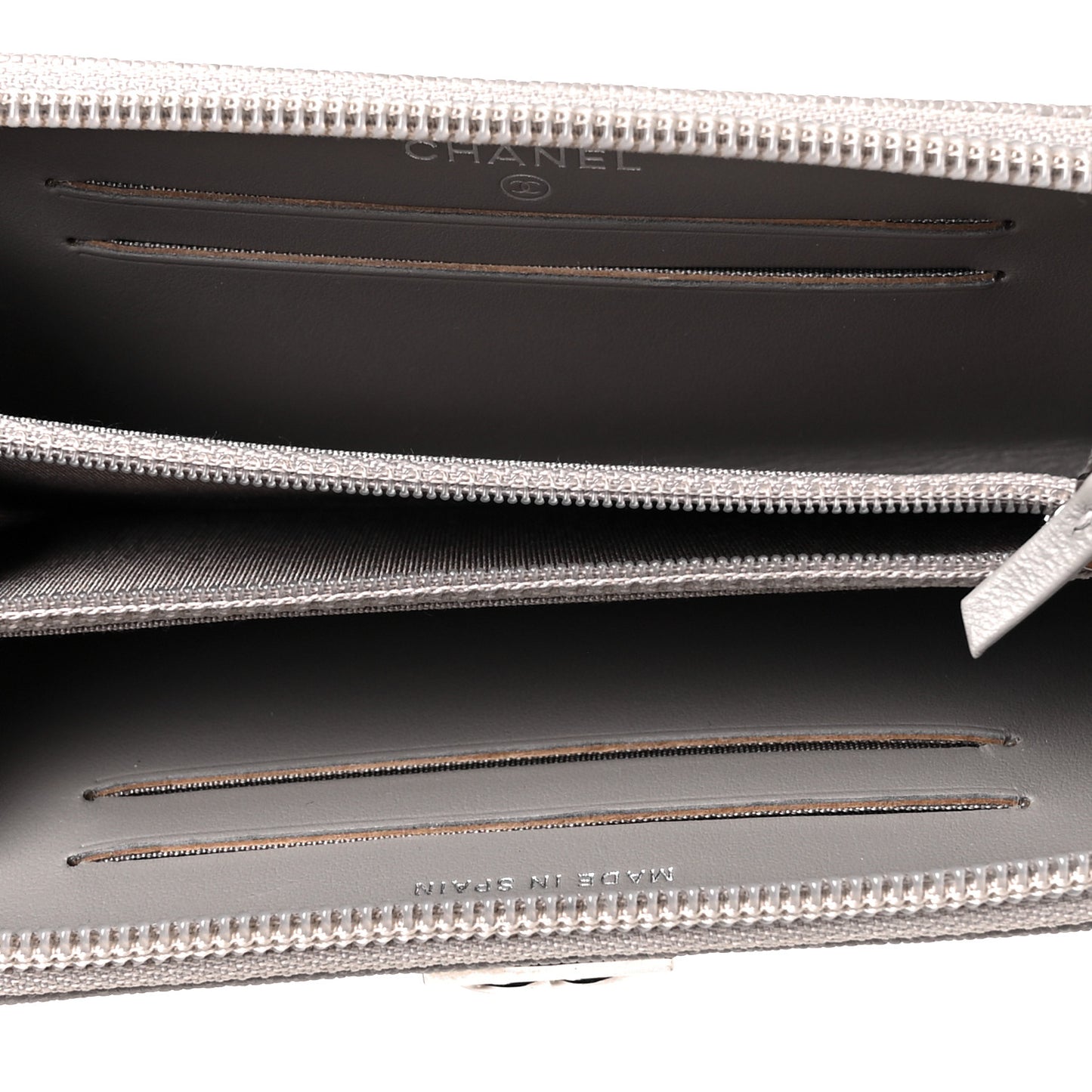 Caviar Quilted Boy Small Zip Around Wallet Grey