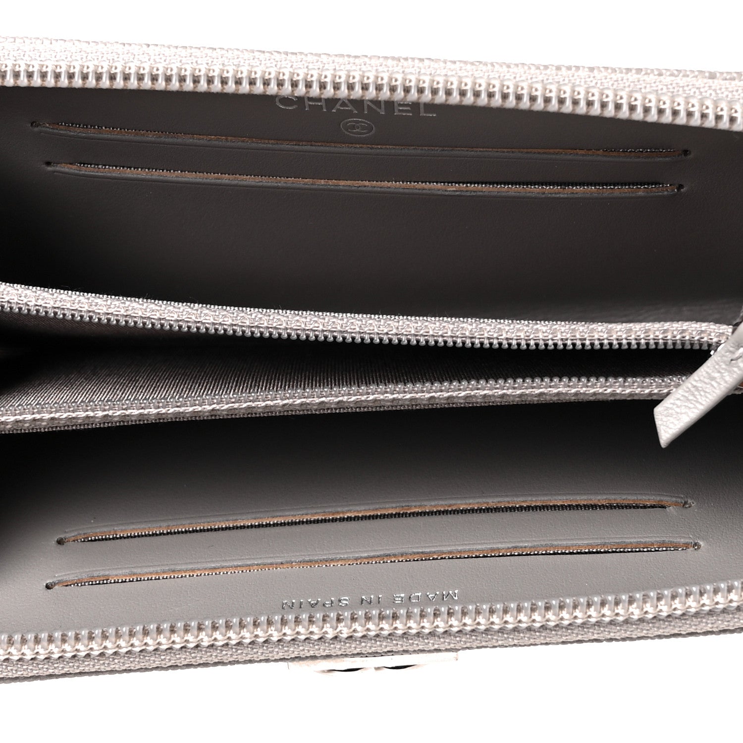 Chanel Caviar Quilted Boy Small Zip Around Wallet Grey 5 of 11