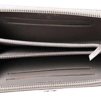 Chanel Caviar Quilted Boy Small Zip Around Wallet Grey 5 of 11