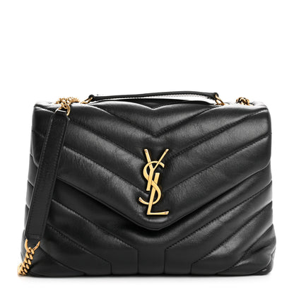 Saint Laurent Calfskin Y Quilted Monogram Small Loulou Chain Satchel Black 1 of 10