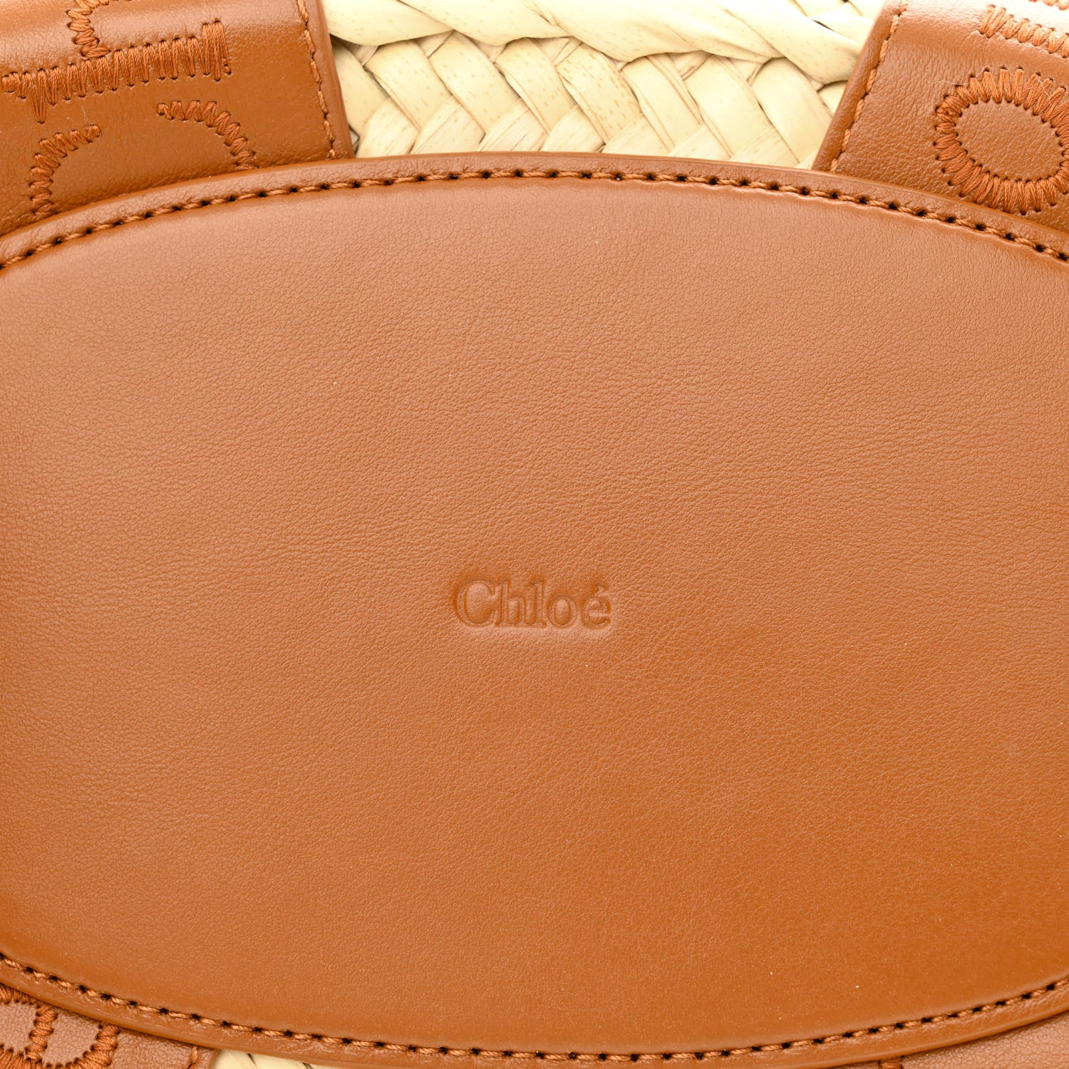 Chloe Raffia Smooth Calfskin Medium Sense Basket Caramel 6 of 9