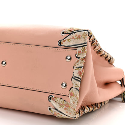 Fendi Vitello Seta Shiny Nappa Ribbon Lace Up Floral Medium Peekaboo Iconic Satchel Baby Pink Multicolor 10 of 12