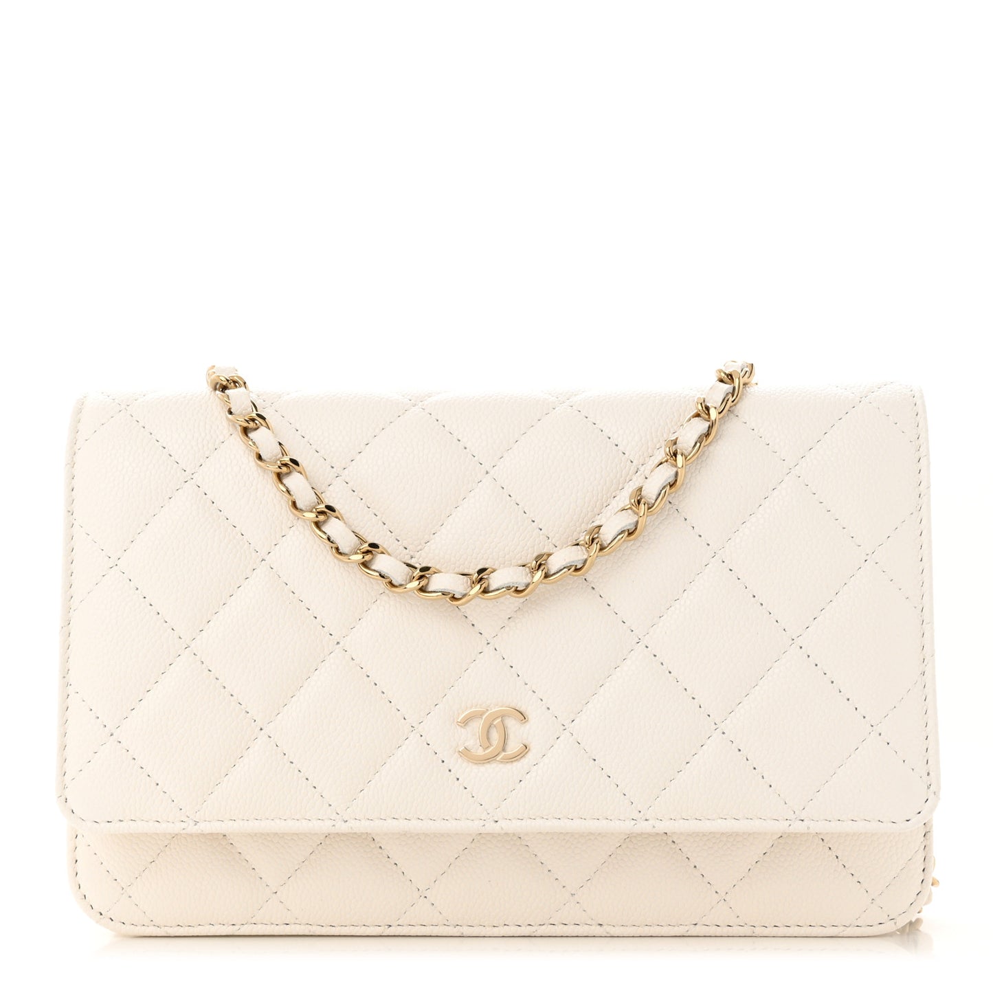 Caviar Quilted Wallet On Chain WOC White