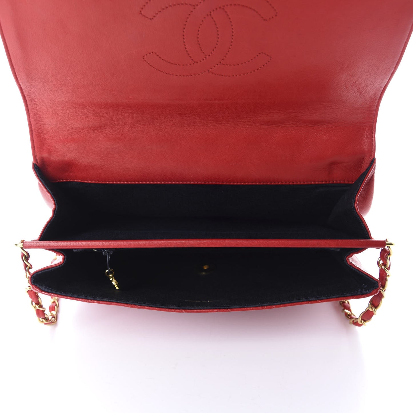 Lambskin Quilted Medium Single Flap Red