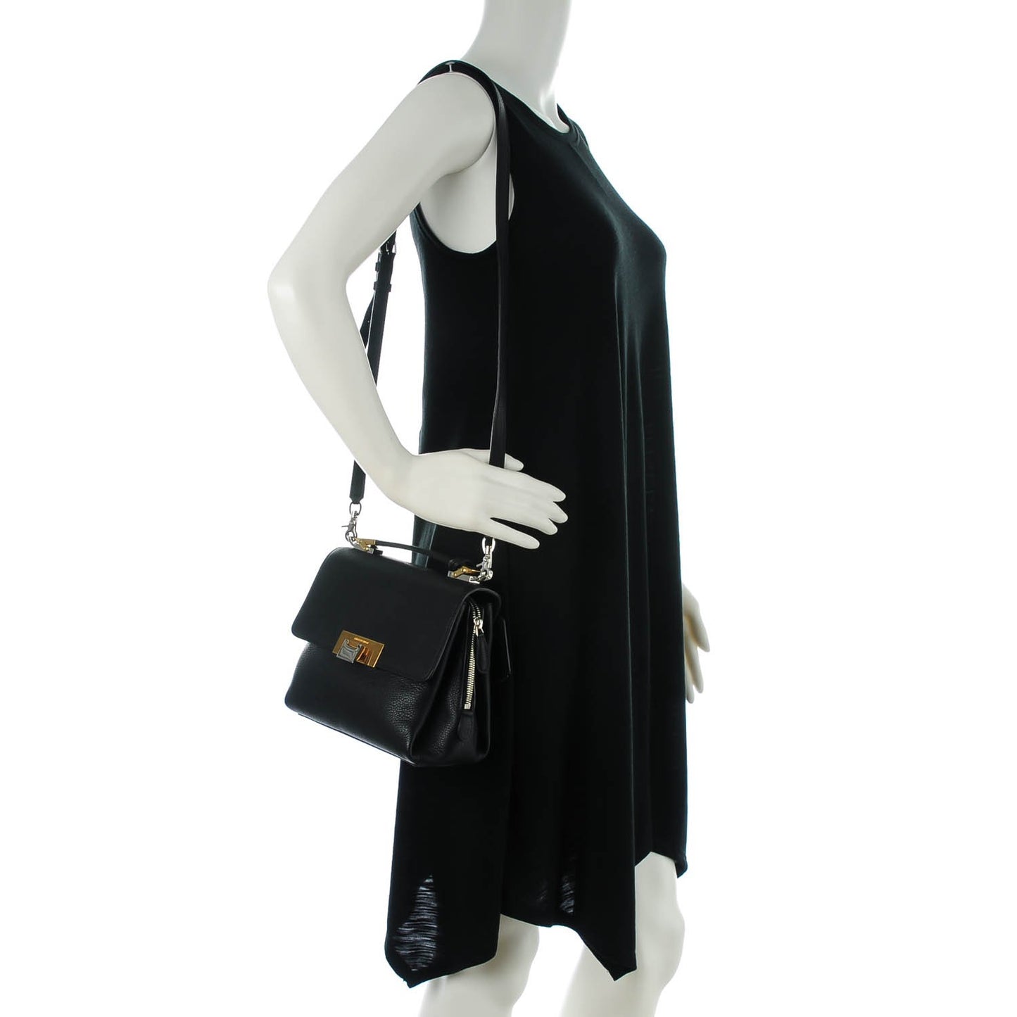 Grained Calfskin Le Dix Mini Soft Cartable Crossbody Black