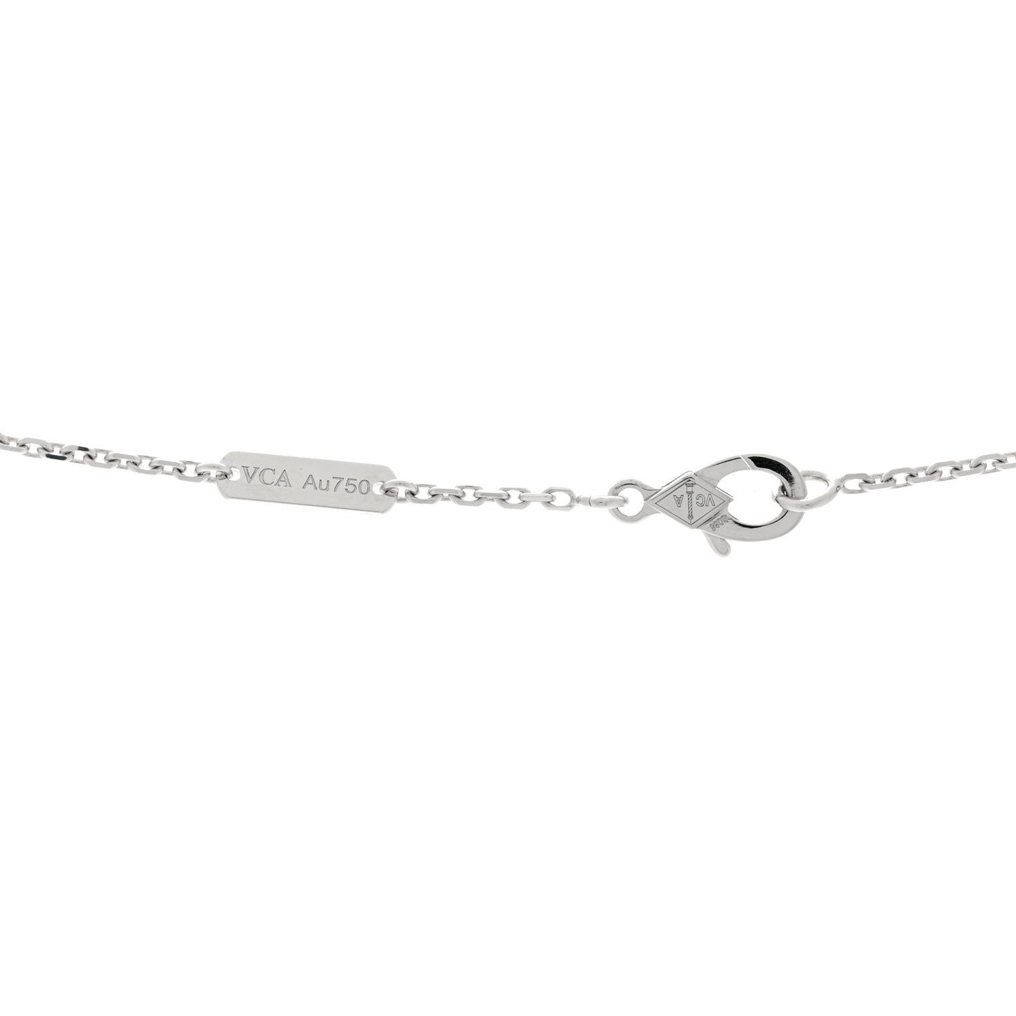 18K White Gold Diamond Guilloche Vintage Alhambra Pendant Necklace