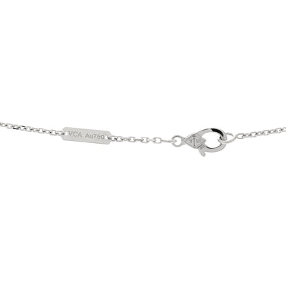 Van Cleef & Arpels 18K White Gold Diamond Guilloche Vintage Alhambra Pendant Necklace 4 of 5