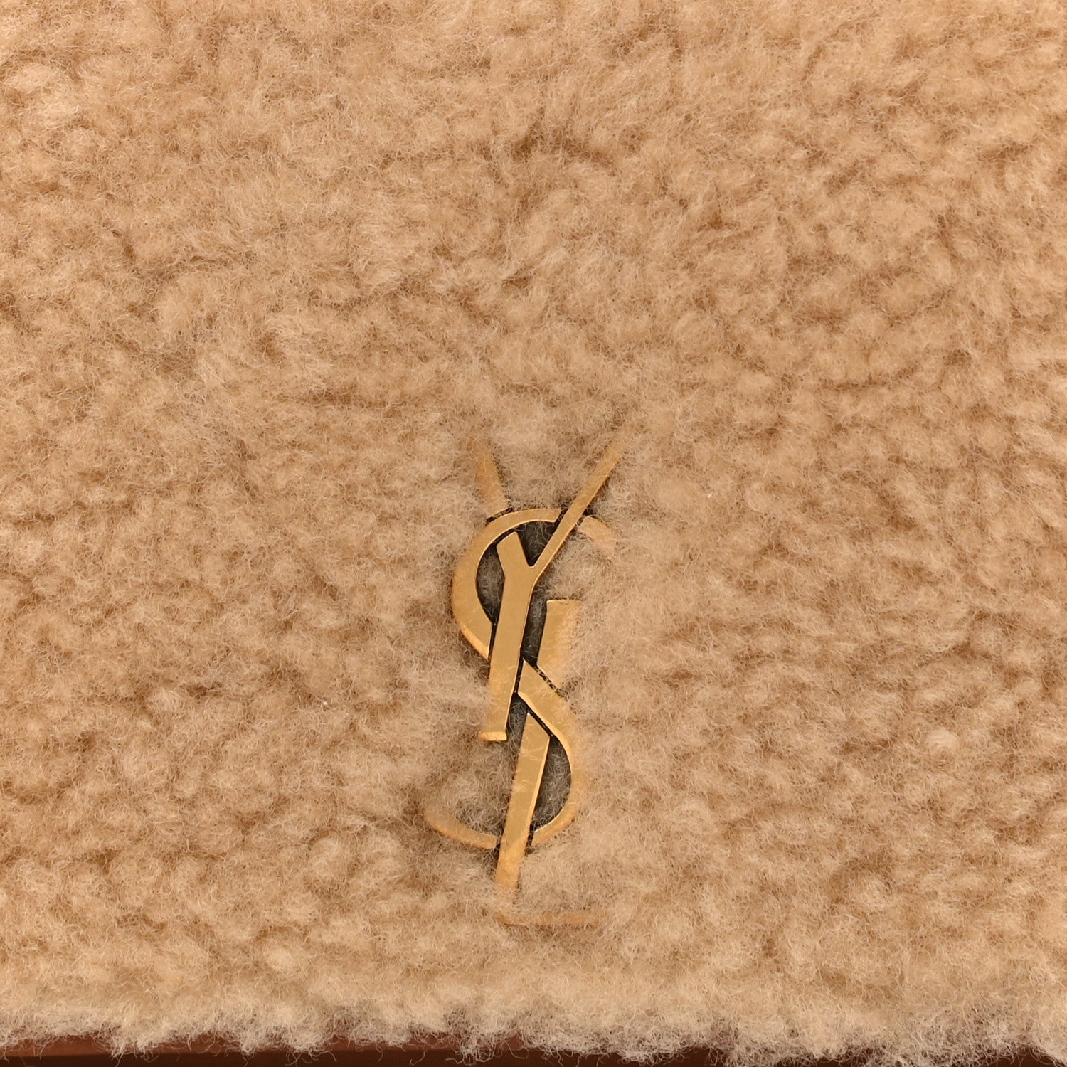 Saint Laurent Shearling Monogram Phone Holder Crossbody Brown 8 of 11