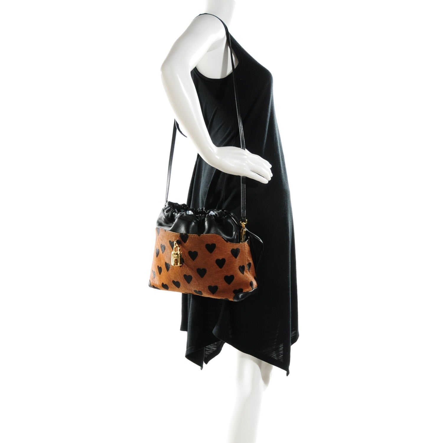 Burberry Calf Hair Heart Print Little Crush Dark Camel Black 2 of 8